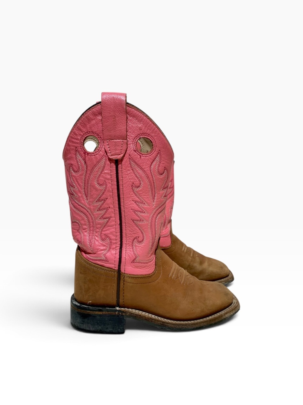 Girls Old West #B5C1839 Leather Cowgirl Boots Size 12.5D